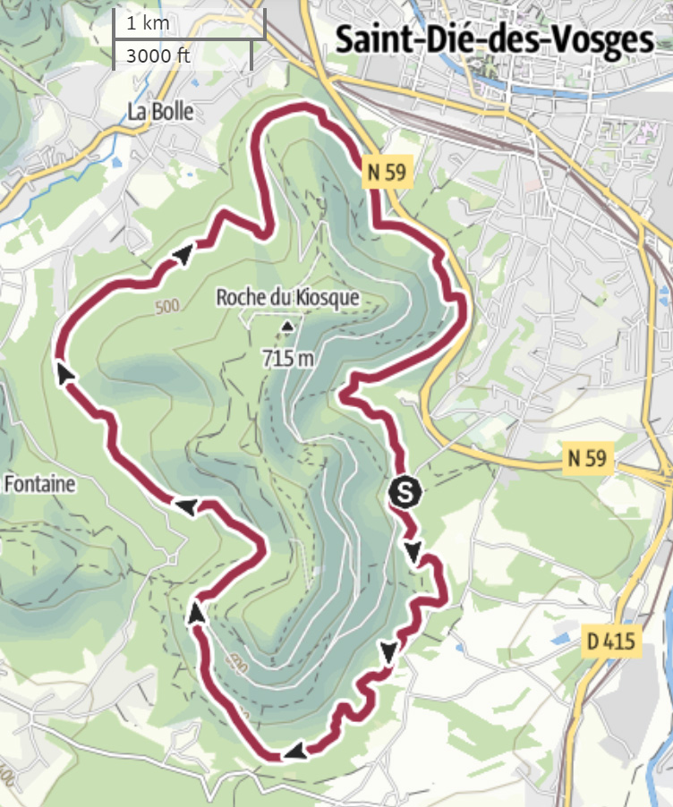 carte montrant le tracer du tour du kemberg