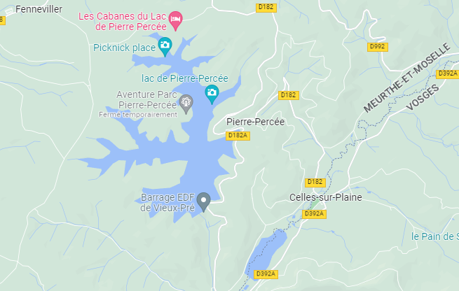 capture d'ecran google map du lac de la pierre perce